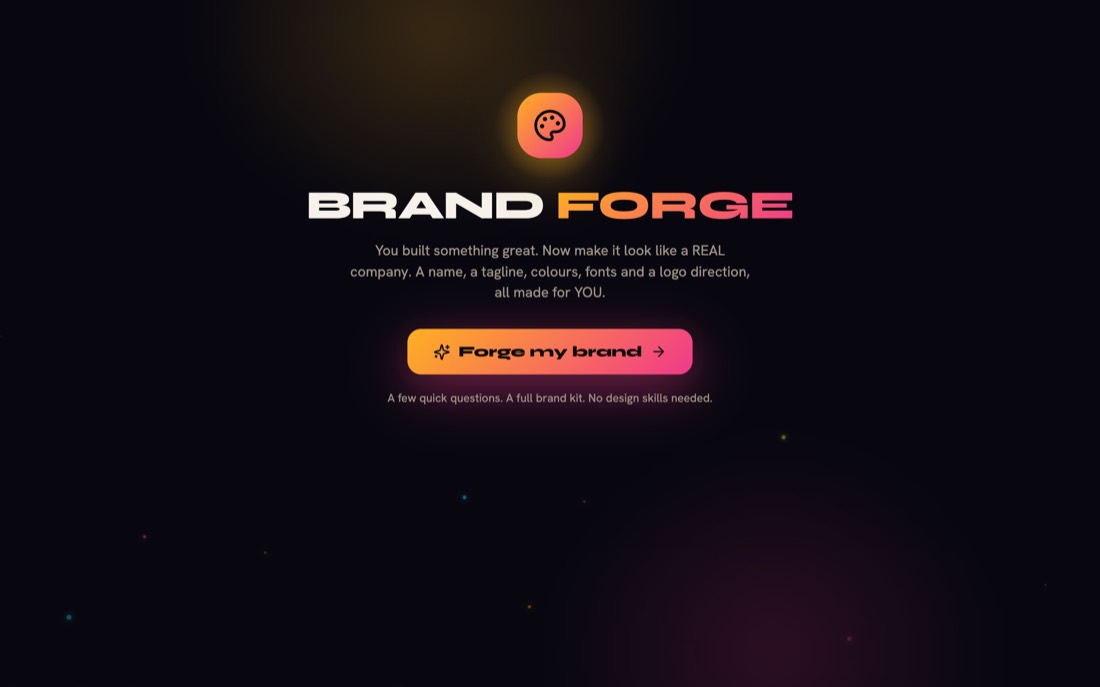 Brand Forge, a live tool that hands you a full brand kit