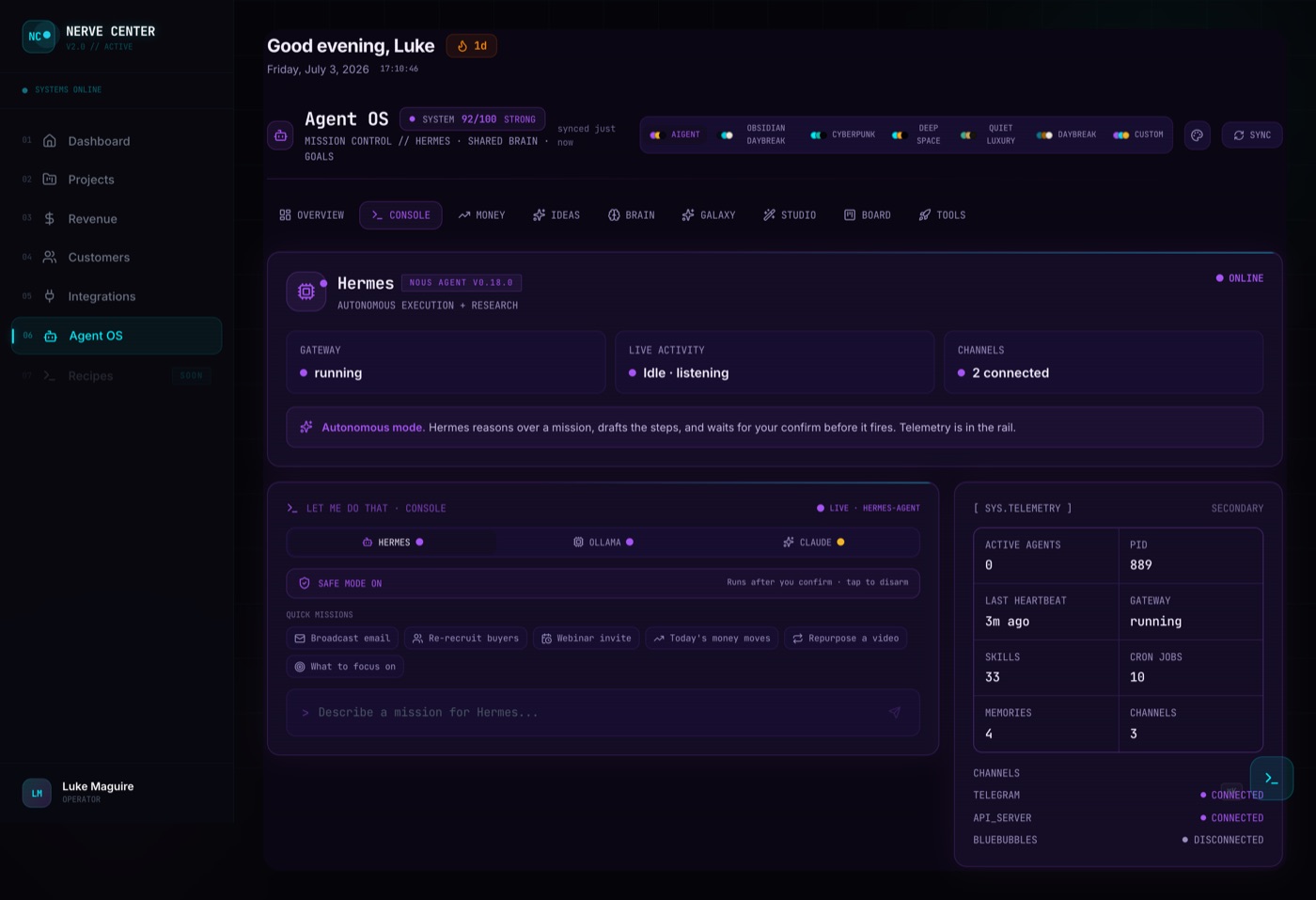Agent OS Console tab